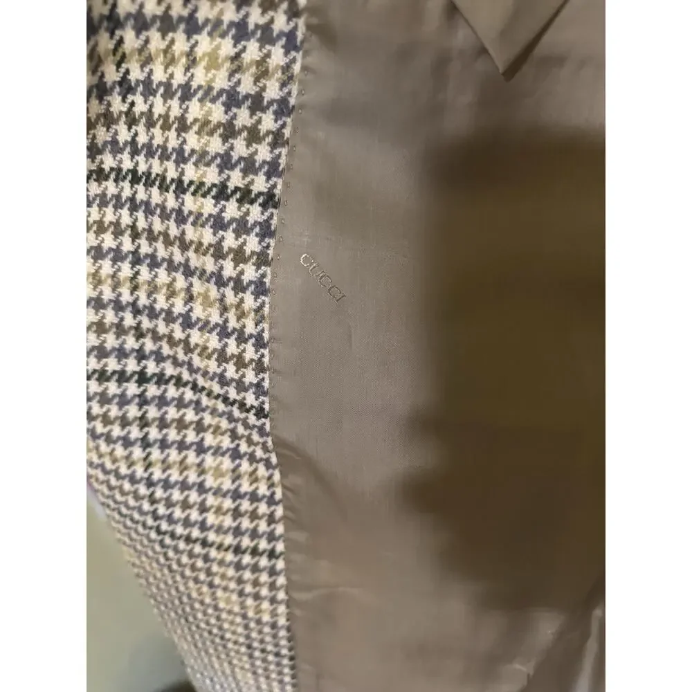 Vintage Gucci Wool & Cashmere Houndstooth Sport Coat - Made in Italy / Blazer